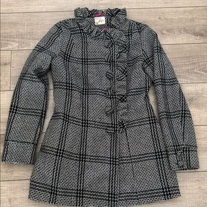 Tulle Black and White Pea Coat size medium ruffle Anthropologie